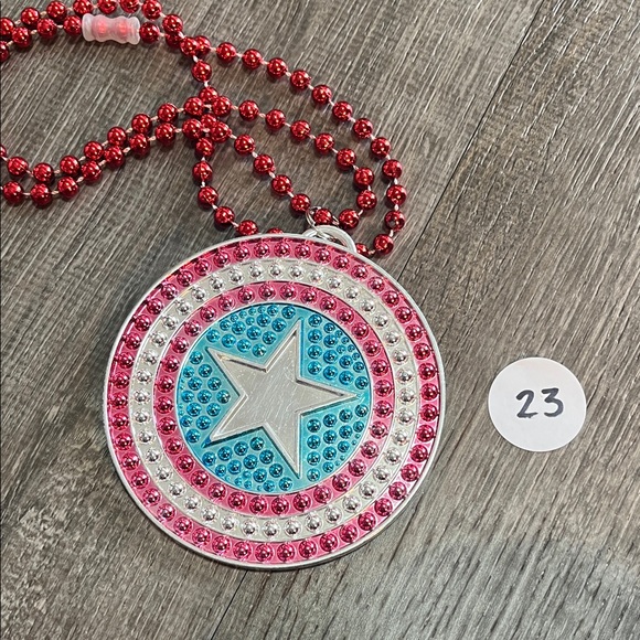 Marvel Adult 2X Superhero Hoodie - Blue, Red, White with beaded necklace. - Picture 9 of 9